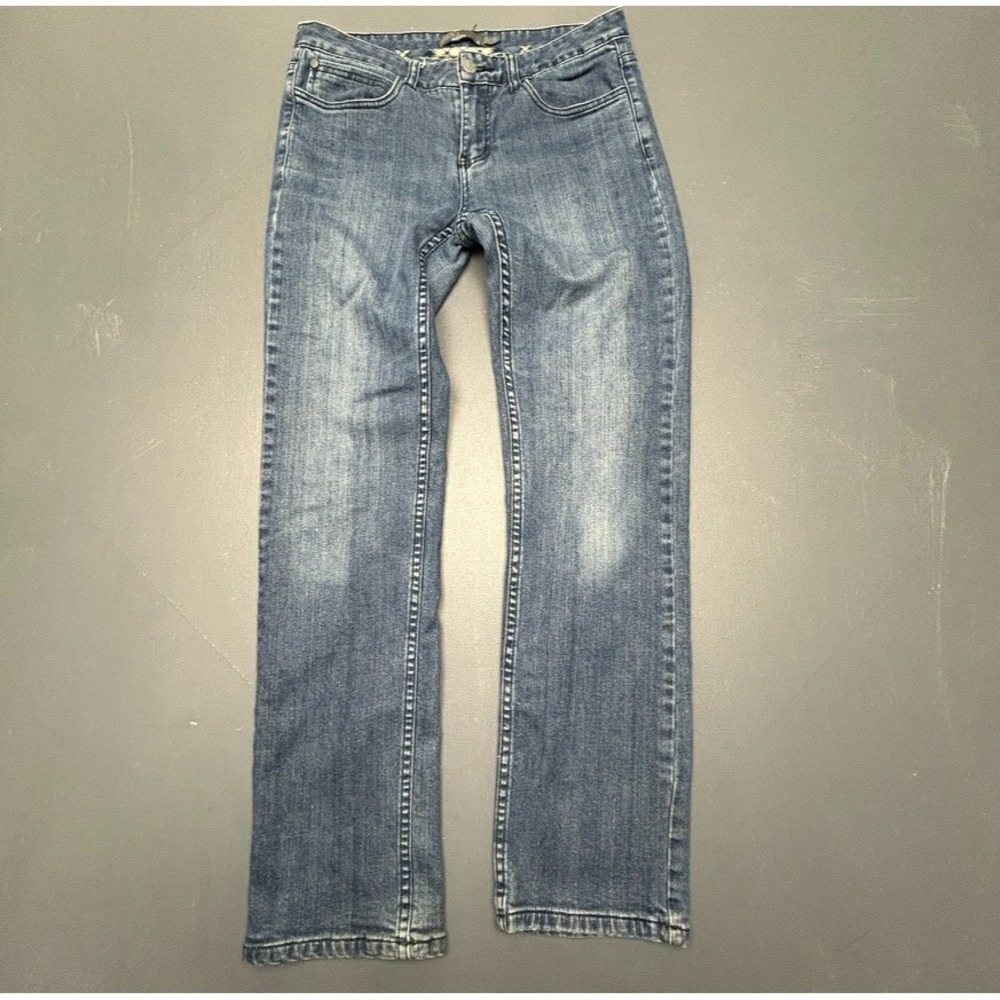 Prana Jeans Women's Size 4 Blue Straight Leg Faded Denim Casual Plaid Lined